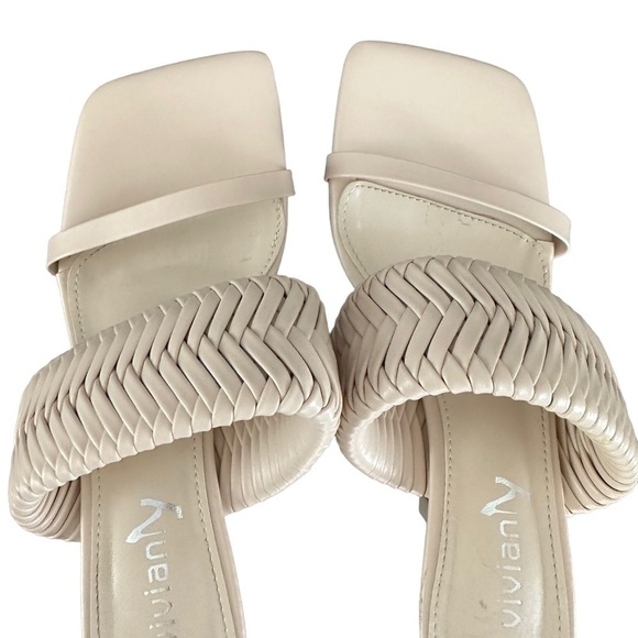 Vivianly Woven Strap Heel in Bone Open Toe Heels Sandal Size 8 - Picture 3 of 17